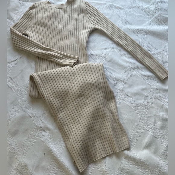 Sam Edelman Rib-Knit Long Sleeve Sweater Dress - Cream - Picture 9 of 15